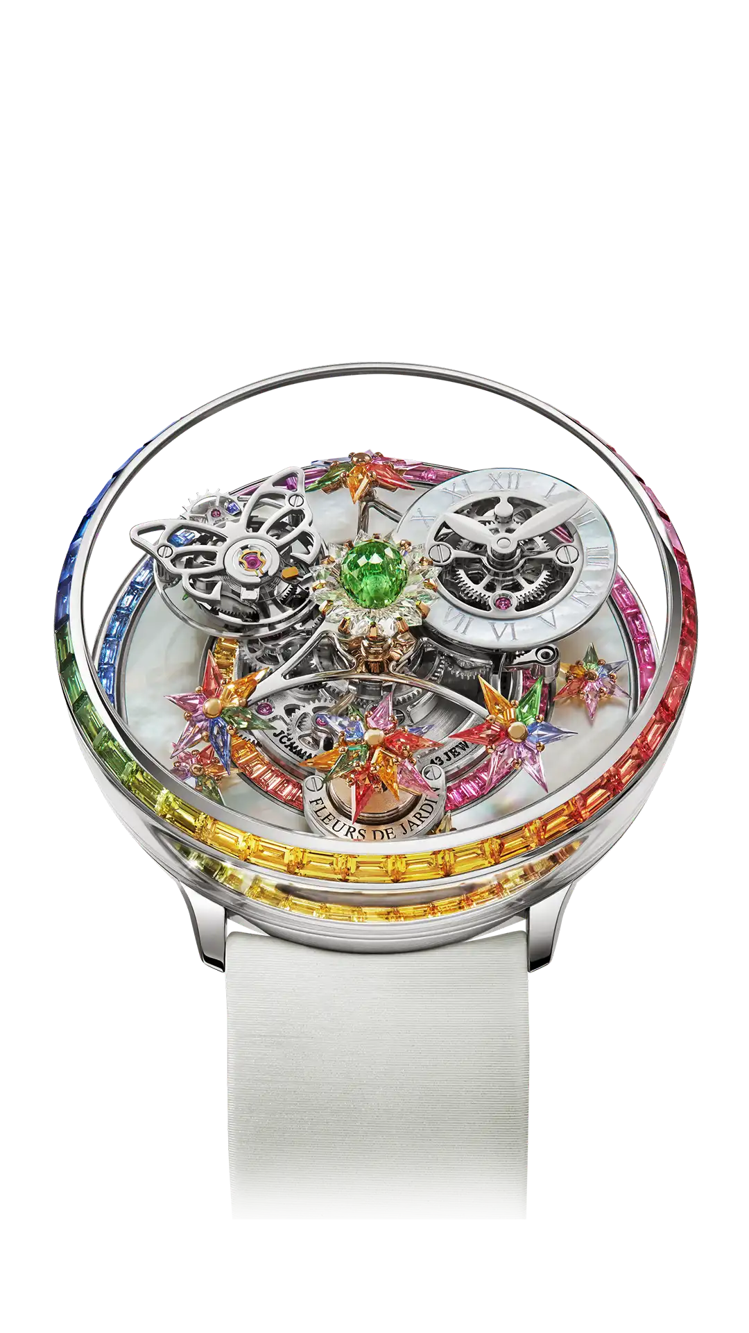 Fleurs de Jardin | White Gold and Rainbow Baguette Sapphires Jacob & Co.