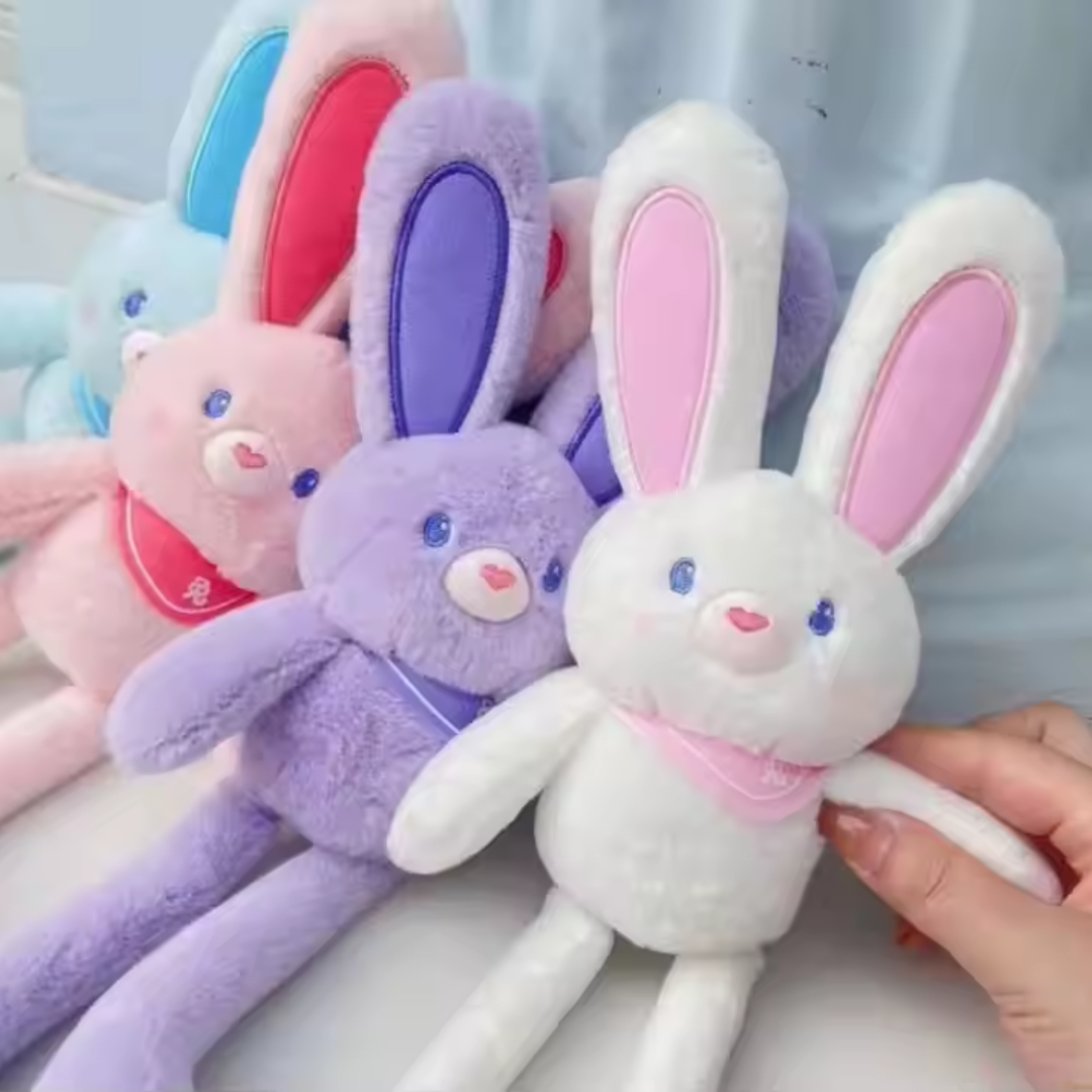 Purple - Stretch Ear Leg Bunny - Stretchable Bunny Toy