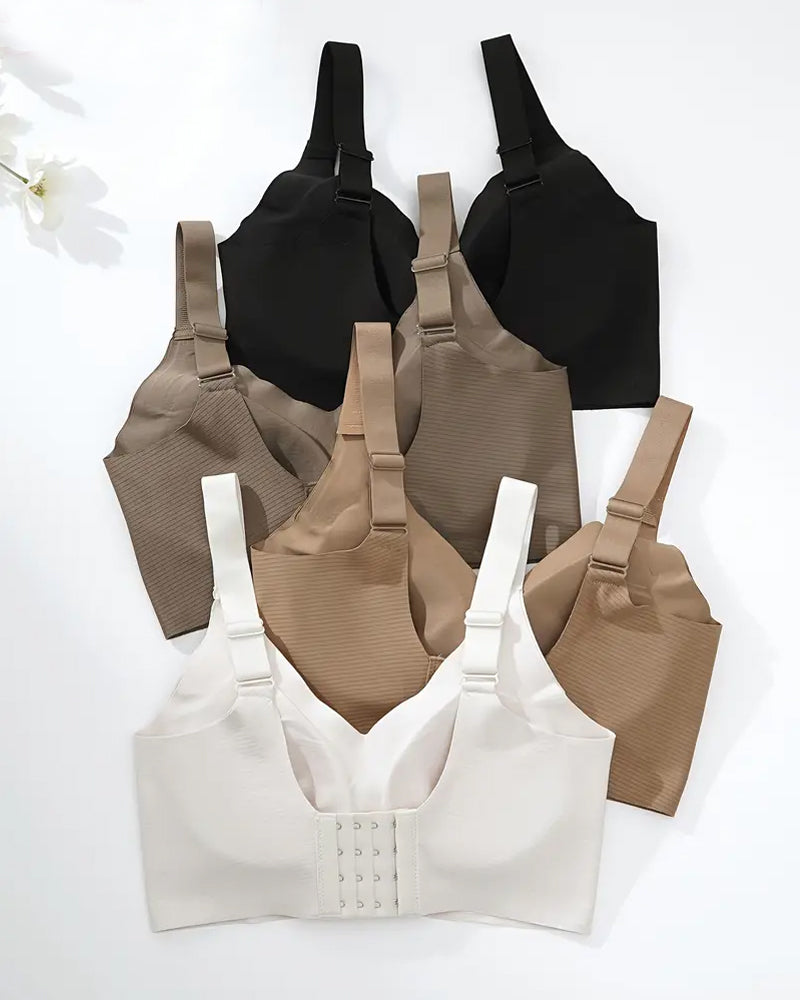 Women's Solid Color Four Rows Adjustable Wireless Bras (Pack Of 4)