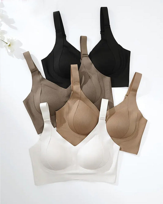 Women's Solid Color Four Rows Adjustable Wireless Bras (Pack Of 4)