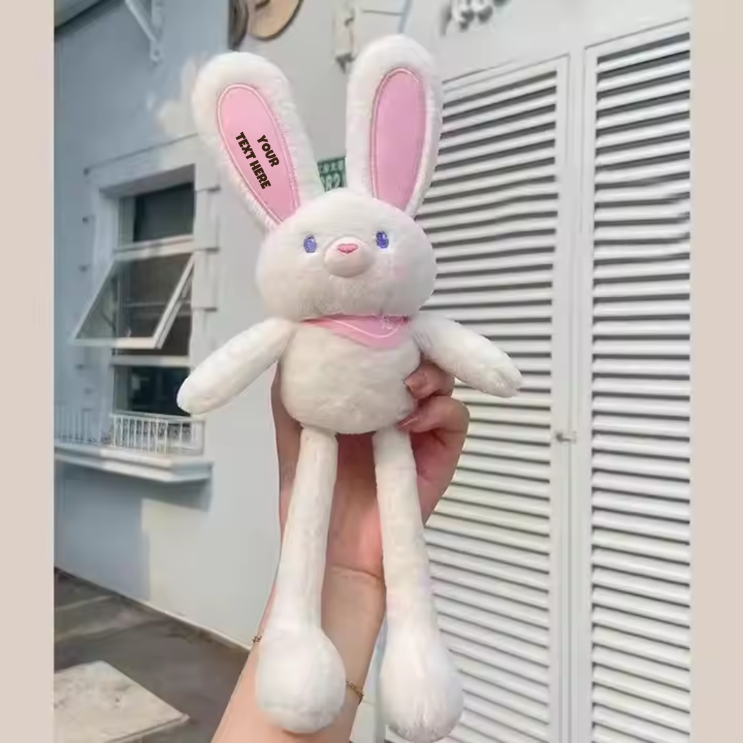 White - Stretch Ear Leg Bunny - Stretchable Bunny Toy