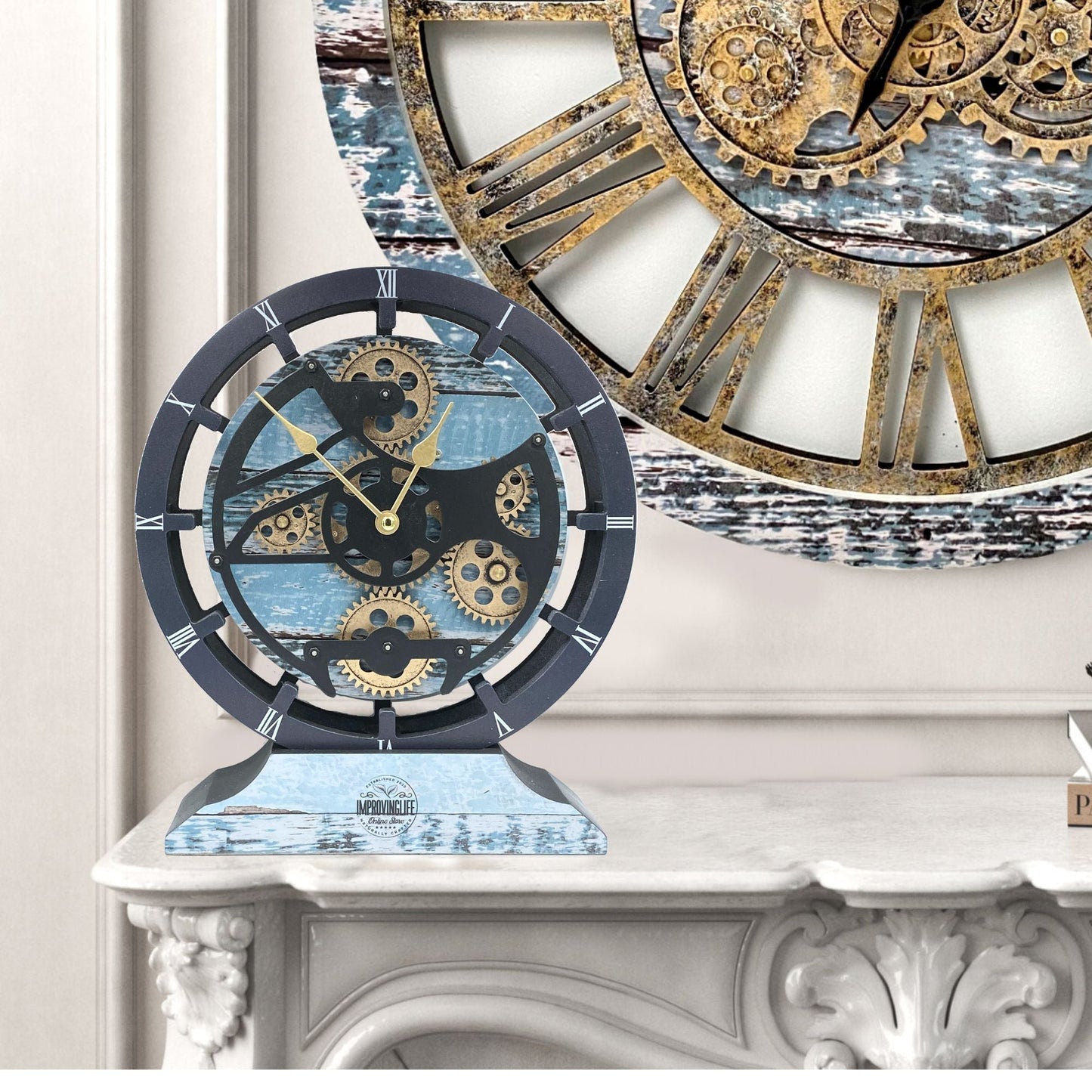 CANADA LINE DESK CLOCK ROUND (HYBRID WALL) 10 INCH AQUA GREEN