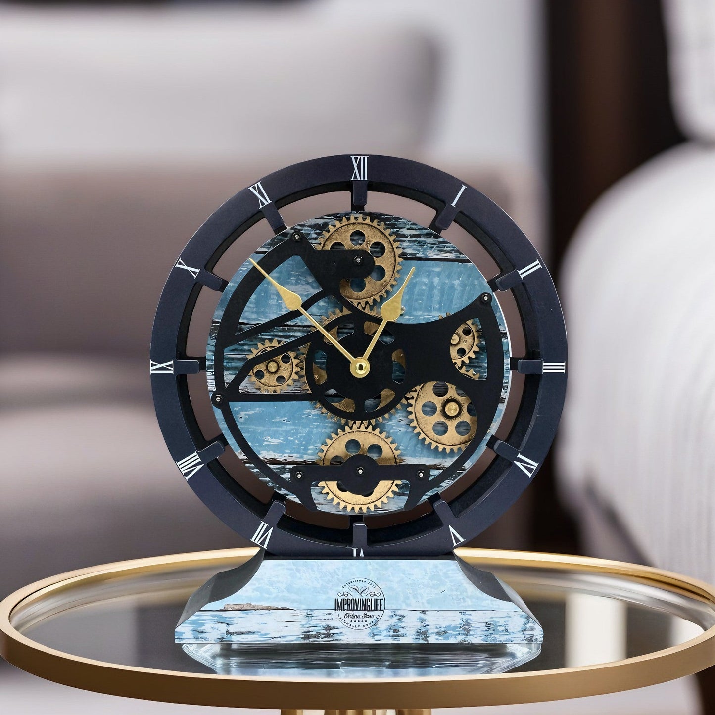 CANADA LINE DESK CLOCK ROUND (HYBRID WALL) 10 INCH AQUA GREEN