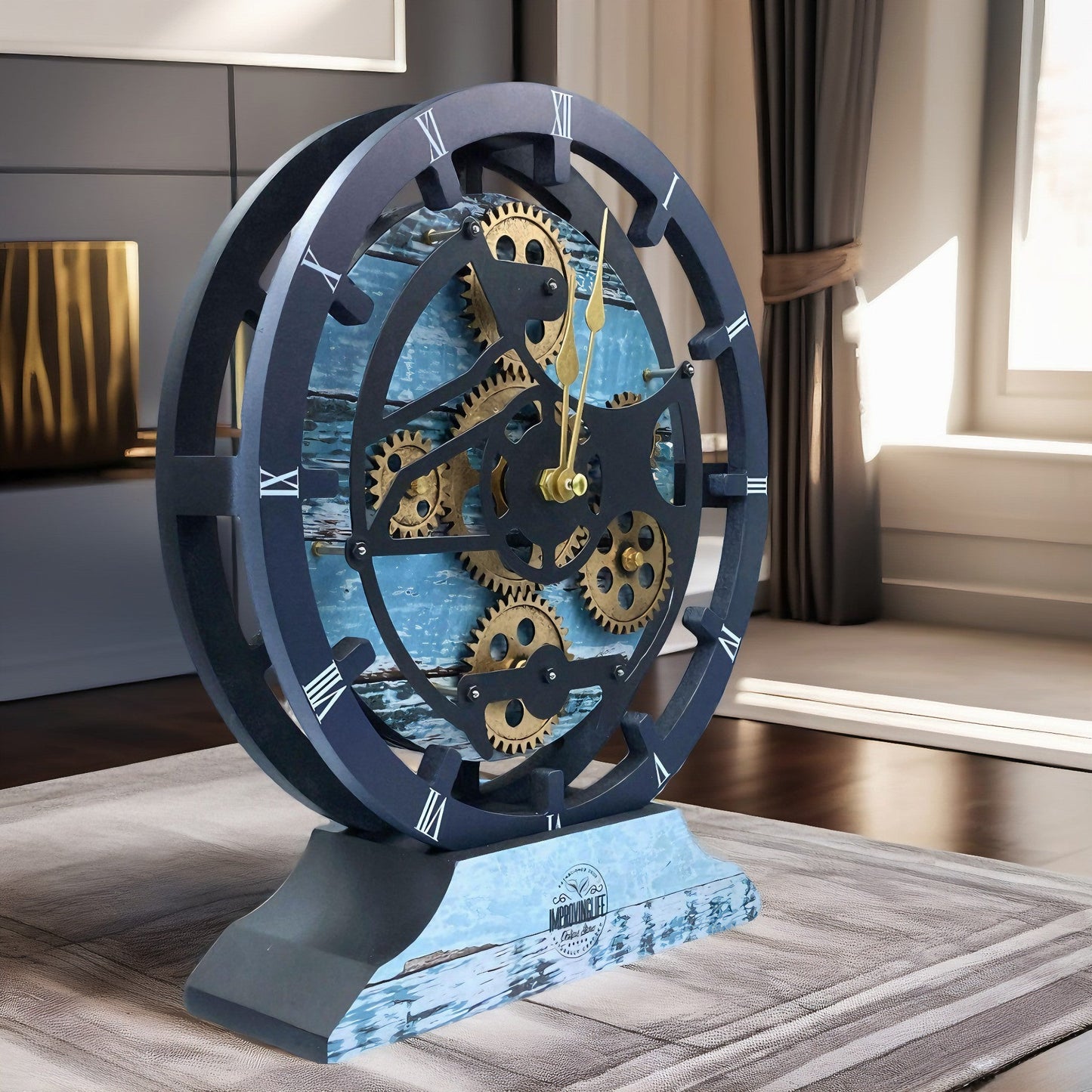 CANADA LINE DESK CLOCK ROUND (HYBRID WALL) 10 INCH AQUA GREEN