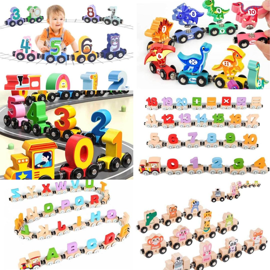 Magnetic Wooden Number Train Set