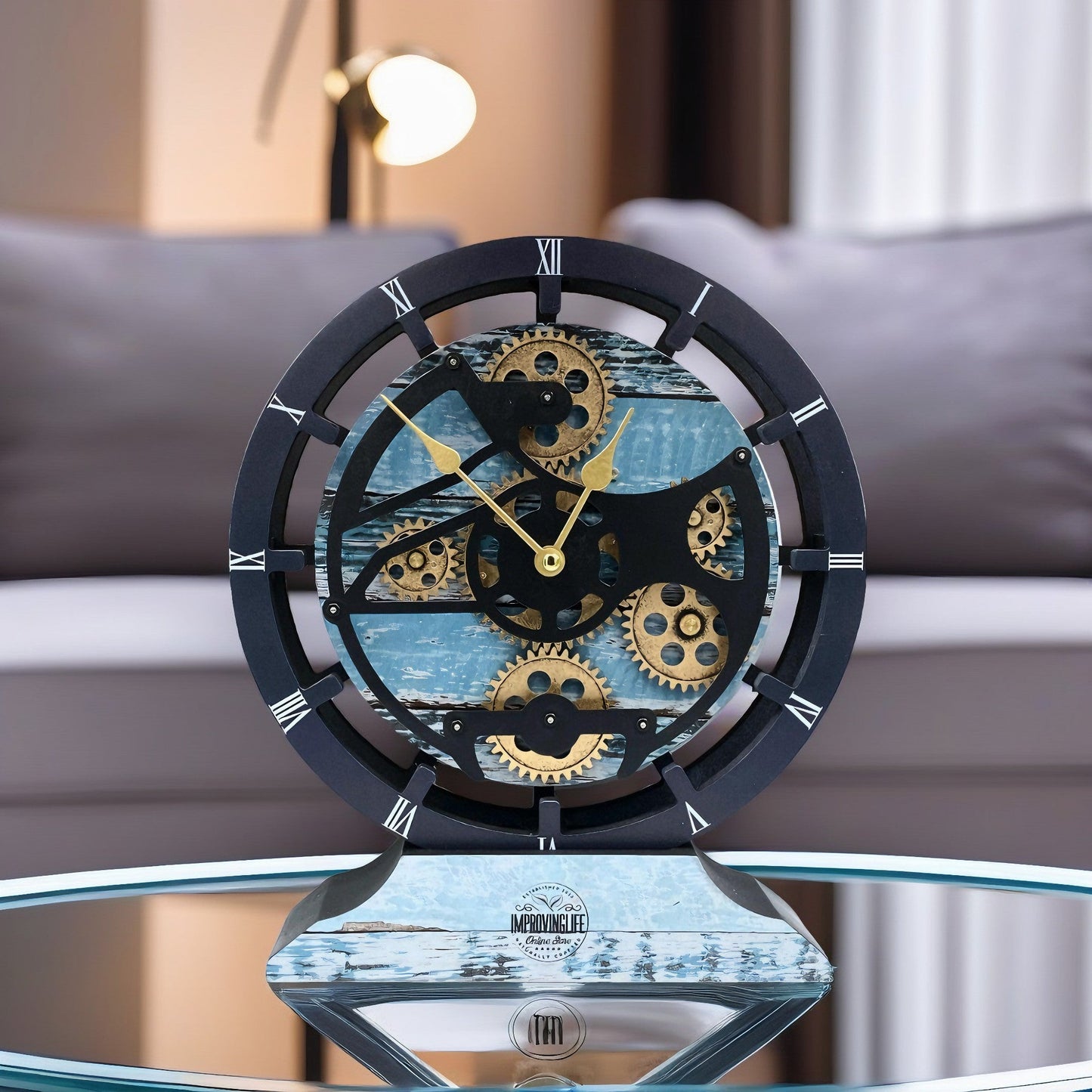 CANADA LINE DESK CLOCK ROUND (HYBRID WALL) 10 INCH AQUA GREEN