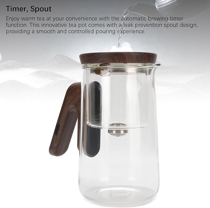 800ml Glass Teapot with Smart Magnetic Technology Auto Brewing Mug