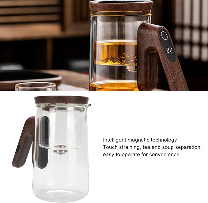 800ml Glass Teapot with Smart Magnetic Technology Auto Brewing Mug