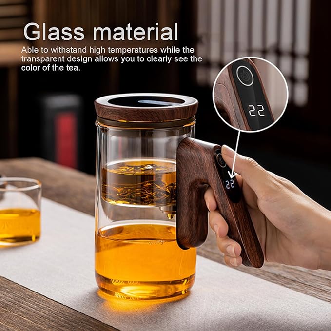 800ml Glass Teapot with Smart Magnetic Technology Auto Brewing Mug