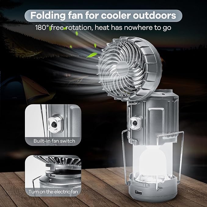 Portable LED Camping Lantern With Fan