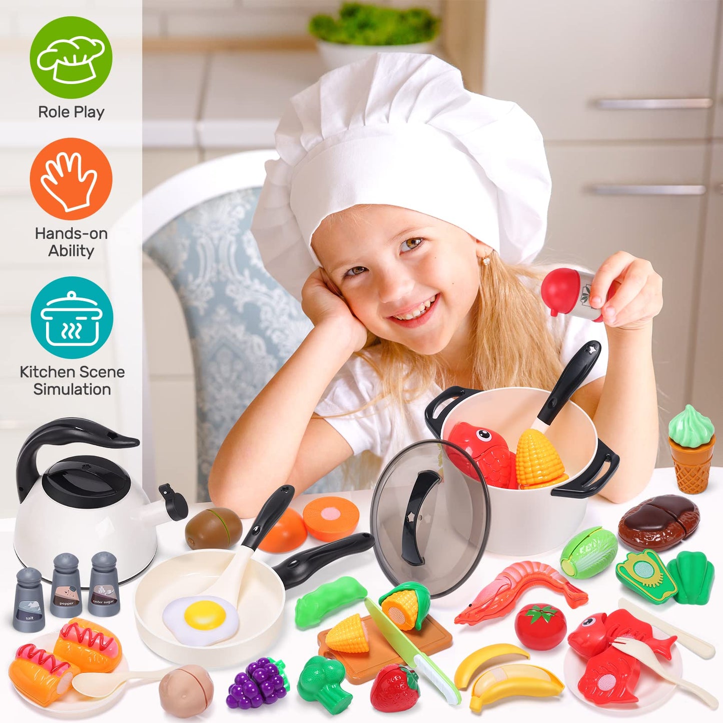 Realistic Kitchen Cooking Set (44PCS)