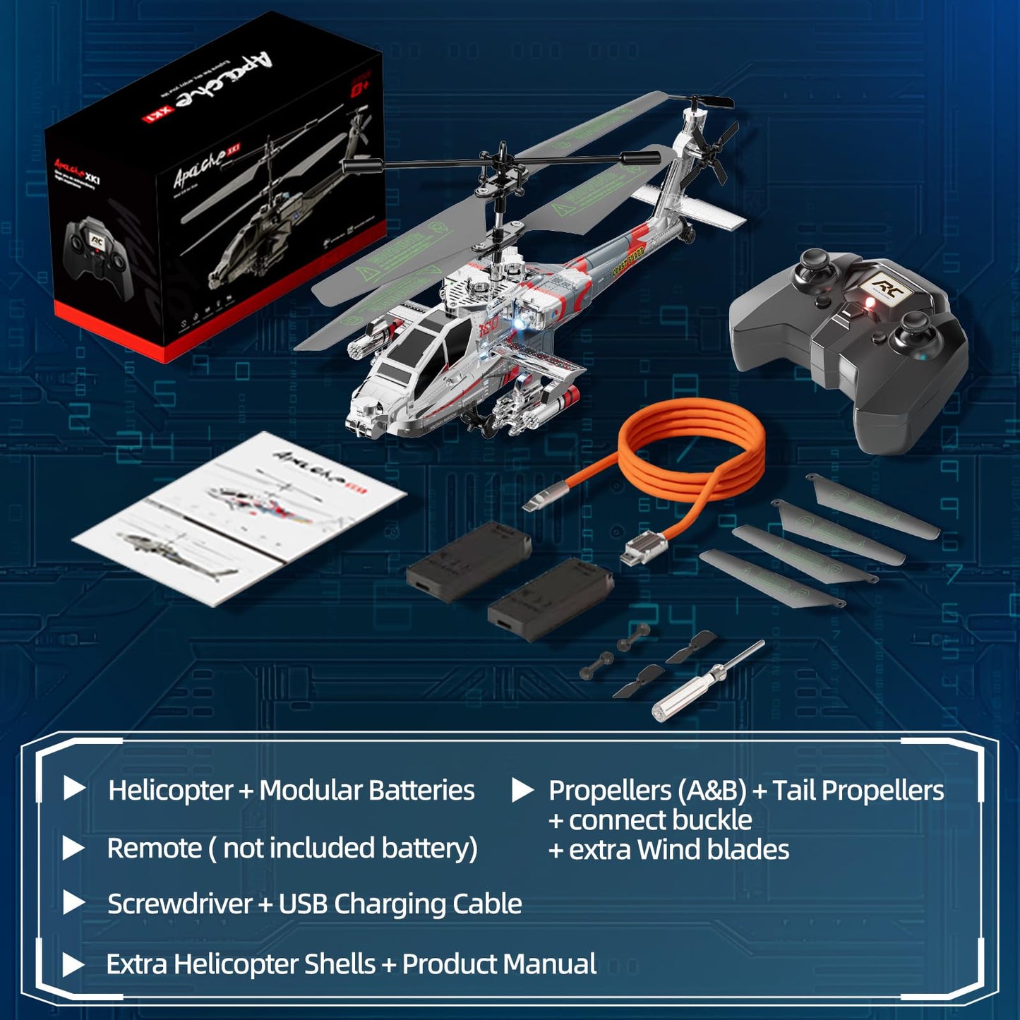 RC Military Flying Helicopter Toy 2.4GHz (Silvery) (Gyro & LED Light, Altitude Hold)