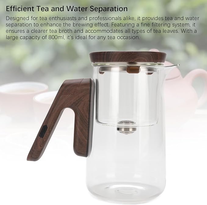 800ml Glass Teapot with Smart Magnetic Technology Auto Brewing Mug
