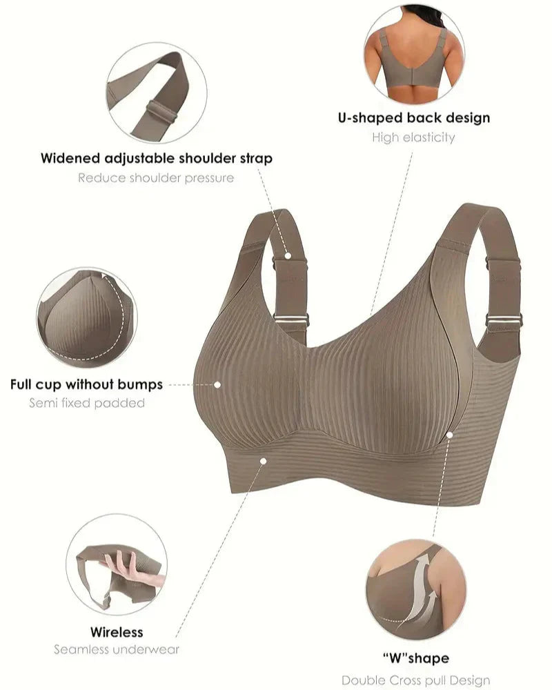 Women's Solid Color Four Rows Adjustable Wireless Bras (Pack Of 4)