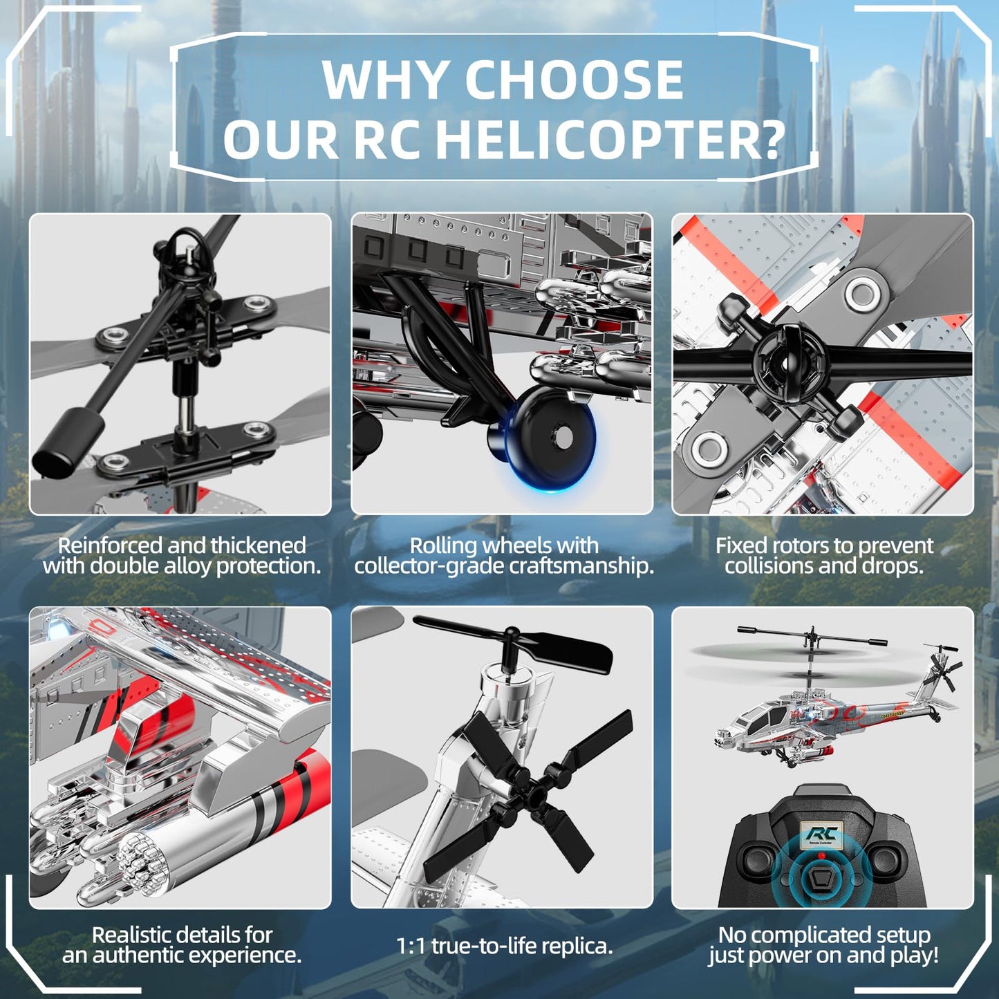 RC Military Flying Helicopter Toy 2.4GHz (Silvery) (Gyro & LED Light, Altitude Hold)