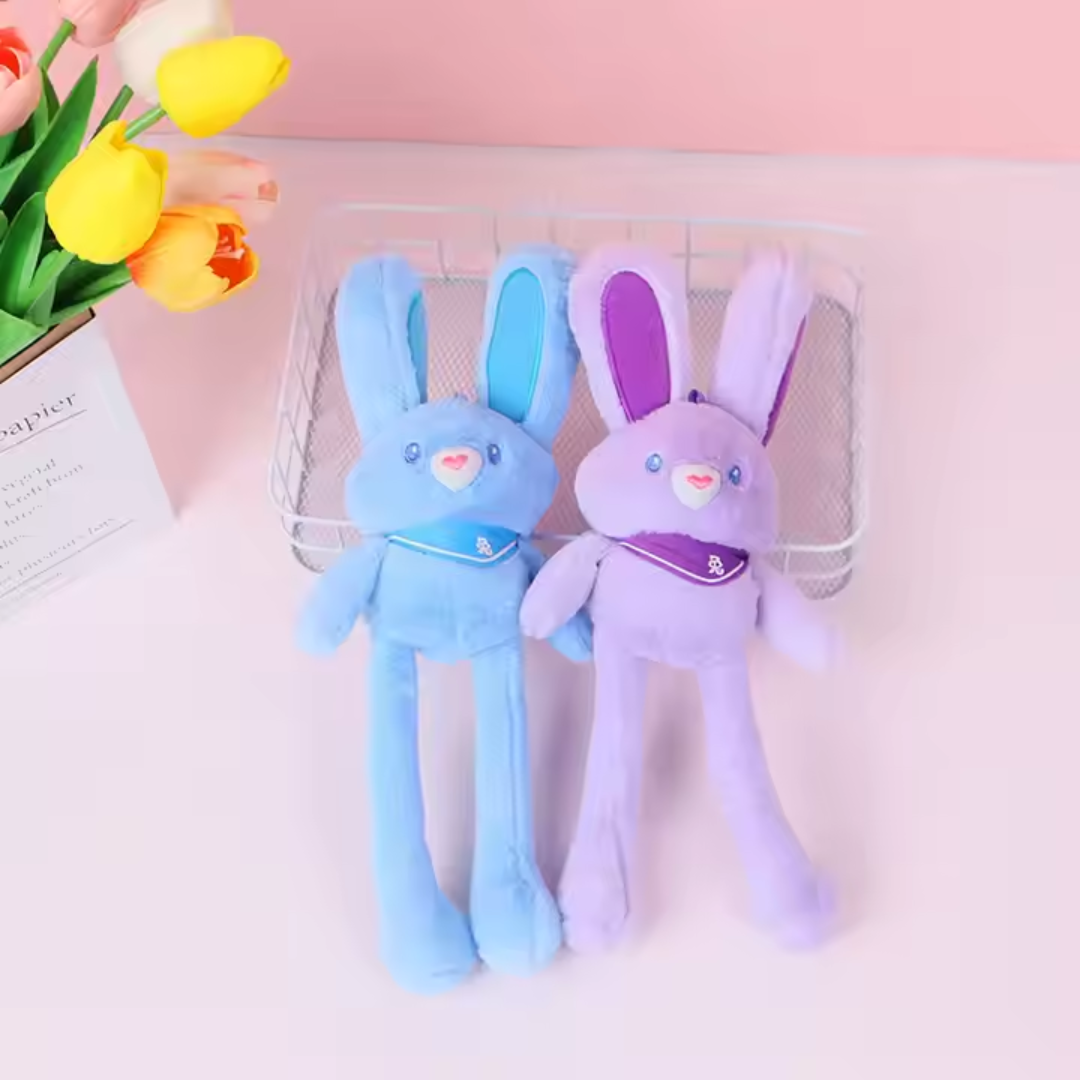 Light Blue - Stretch Ear Leg Bunny - Stretchable Bunny Toy