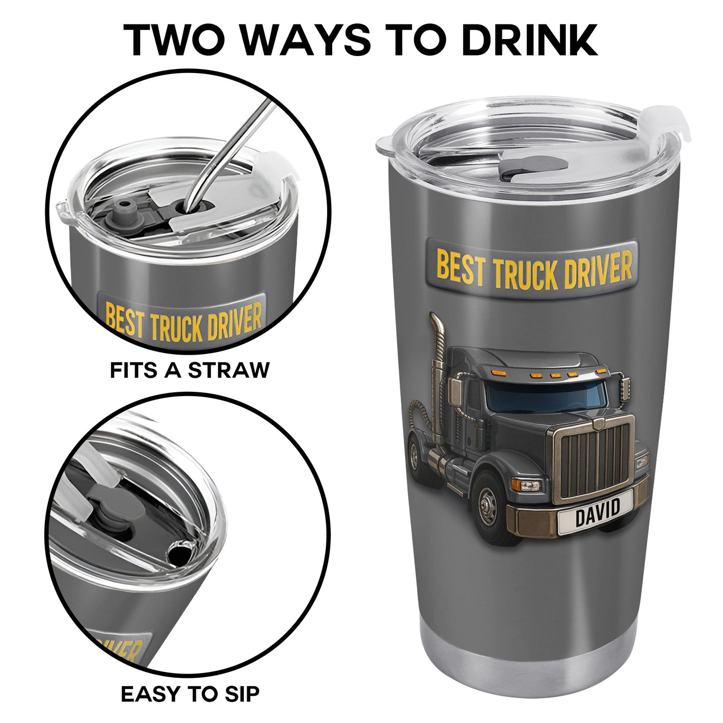 Best Truck Driver Stainless Steel Tumbler - Personalized Custom Stainless Steel Tumbler 20oz 30oz - FAM335_TB