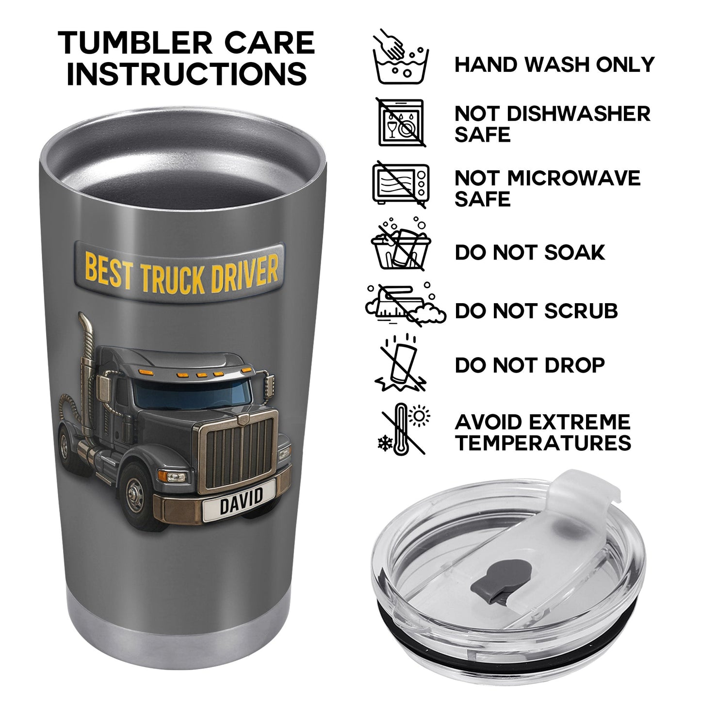 Best Truck Driver Stainless Steel Tumbler - Personalized Custom Stainless Steel Tumbler 20oz 30oz - FAM335_TB