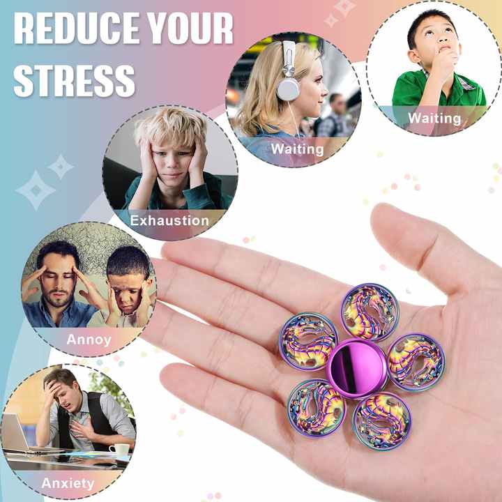 Anti Stress Toy Zinc Alloy Rainbow Dazzling Heptagonal Hand Spinner Gyro Fidget