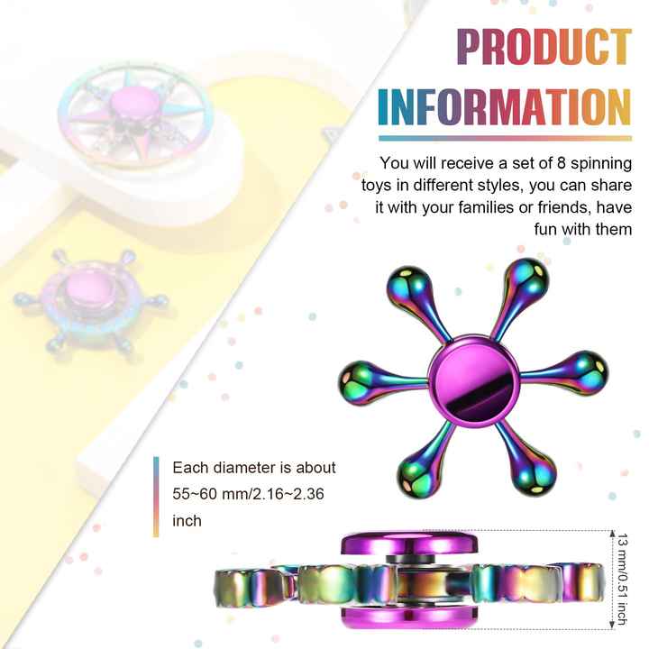 Anti Stress Toy Zinc Alloy Rainbow Dazzling Heptagonal Hand Spinner Gyro Fidget
