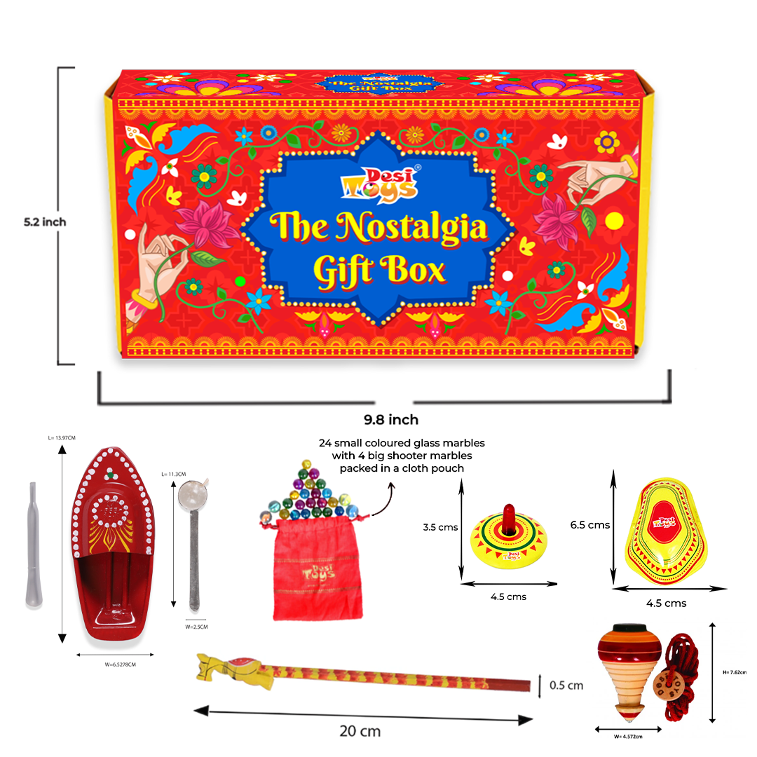 (Combo of 6) Nostalgia Toys Festival Gift Box | Wooden Tin | Collectible