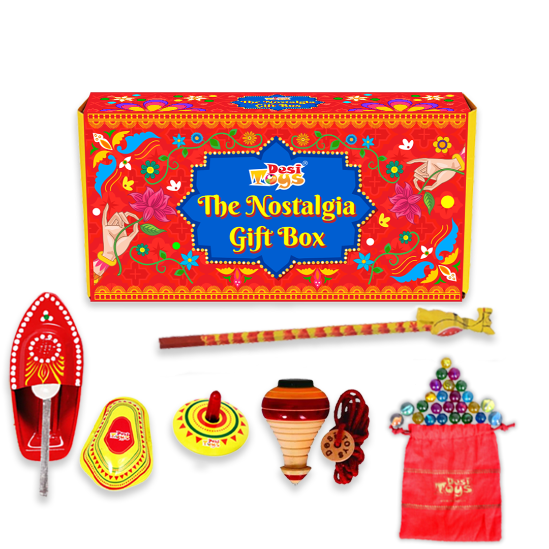 (Combo of 6) Nostalgia Toys Festival Gift Box | Wooden Tin | Collectible