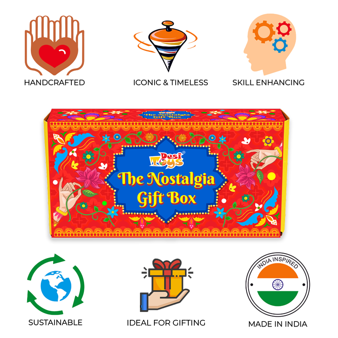 (Combo of 6) Nostalgia Toys Festival Gift Box | Wooden Tin | Collectible