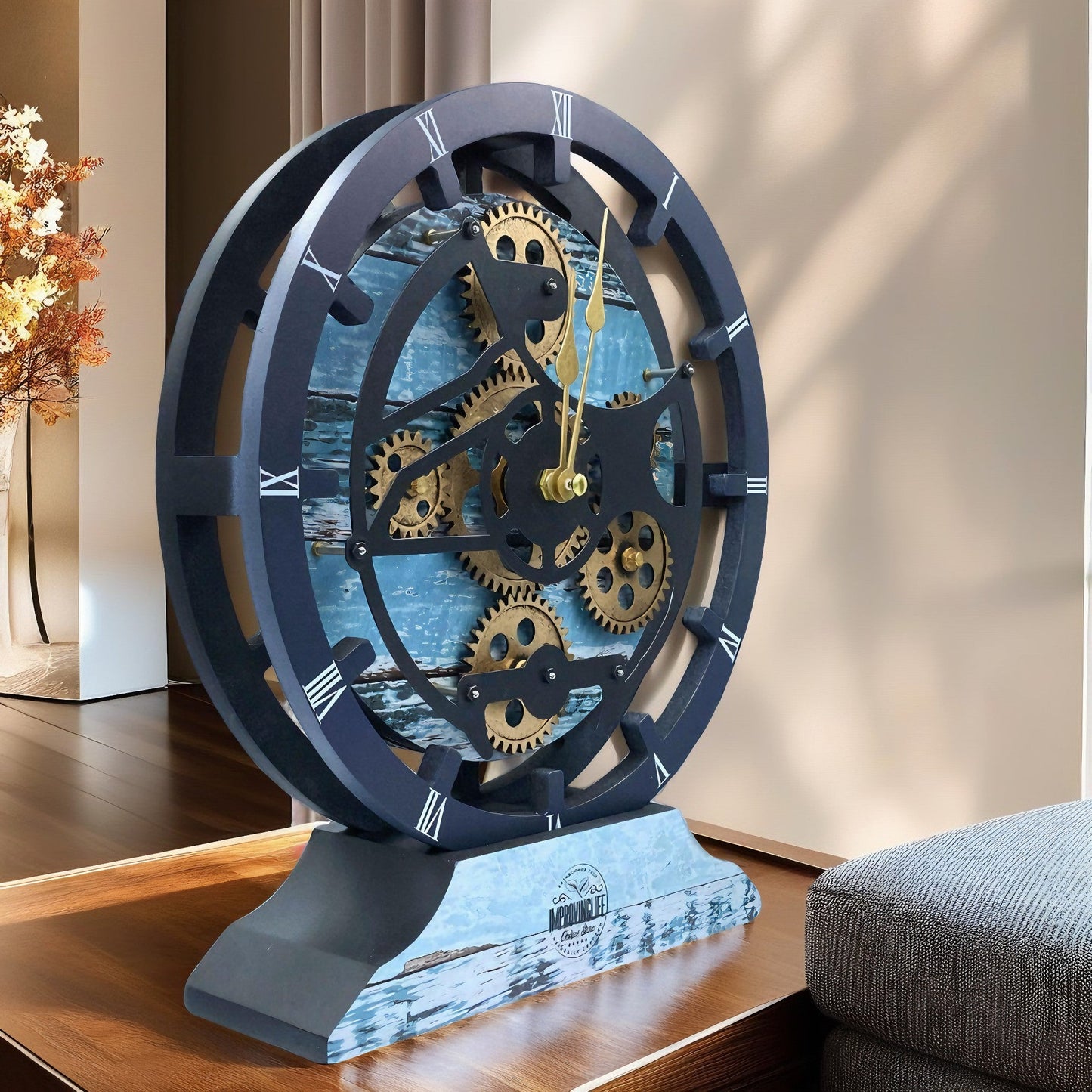 CANADA LINE DESK CLOCK ROUND (HYBRID WALL) 10 INCH AQUA GREEN