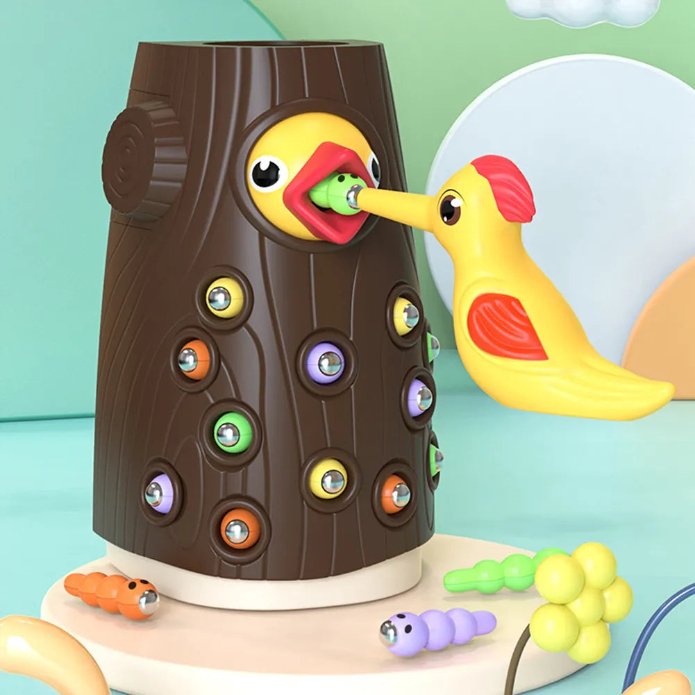 Magnetic Woodpecker Feeding Game Toy