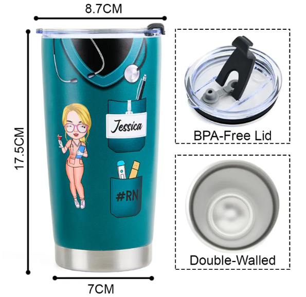 Tumbler Cup with Straw Medical Gift for Nurse