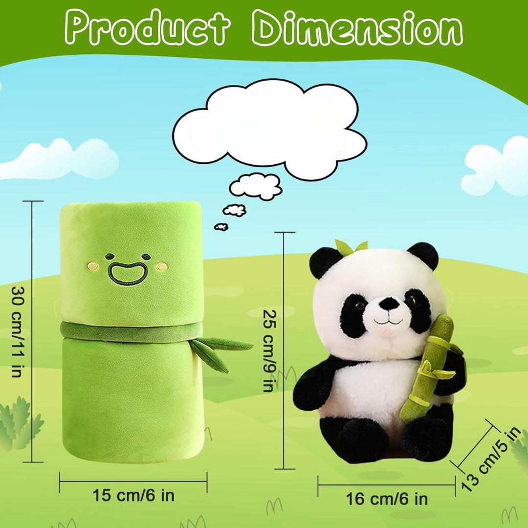Cute Panda with Bamboo Plush Doll Soft Panda Stuffed Bear Plush Hugging Pillow for Kids Birthday
