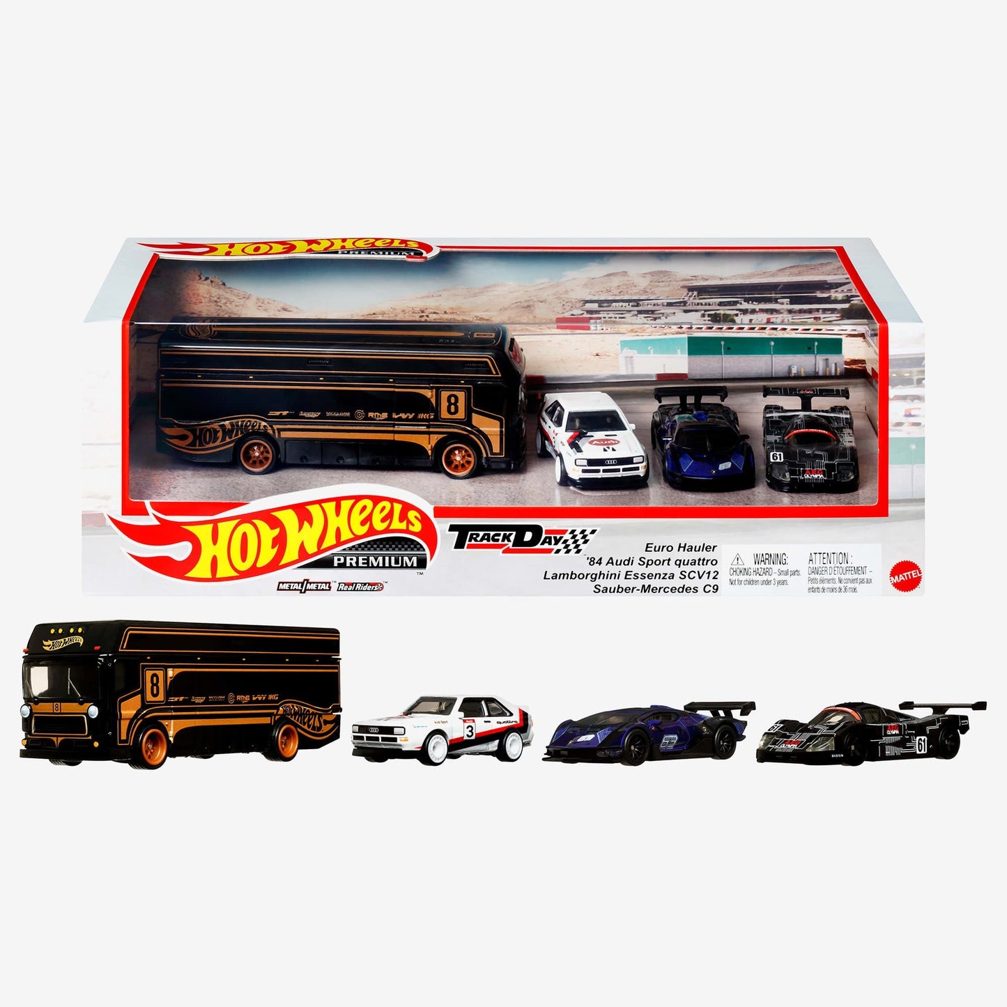 Hot Wheels Premium Collector Display Sets, 3 Cars & 1 Transporter
