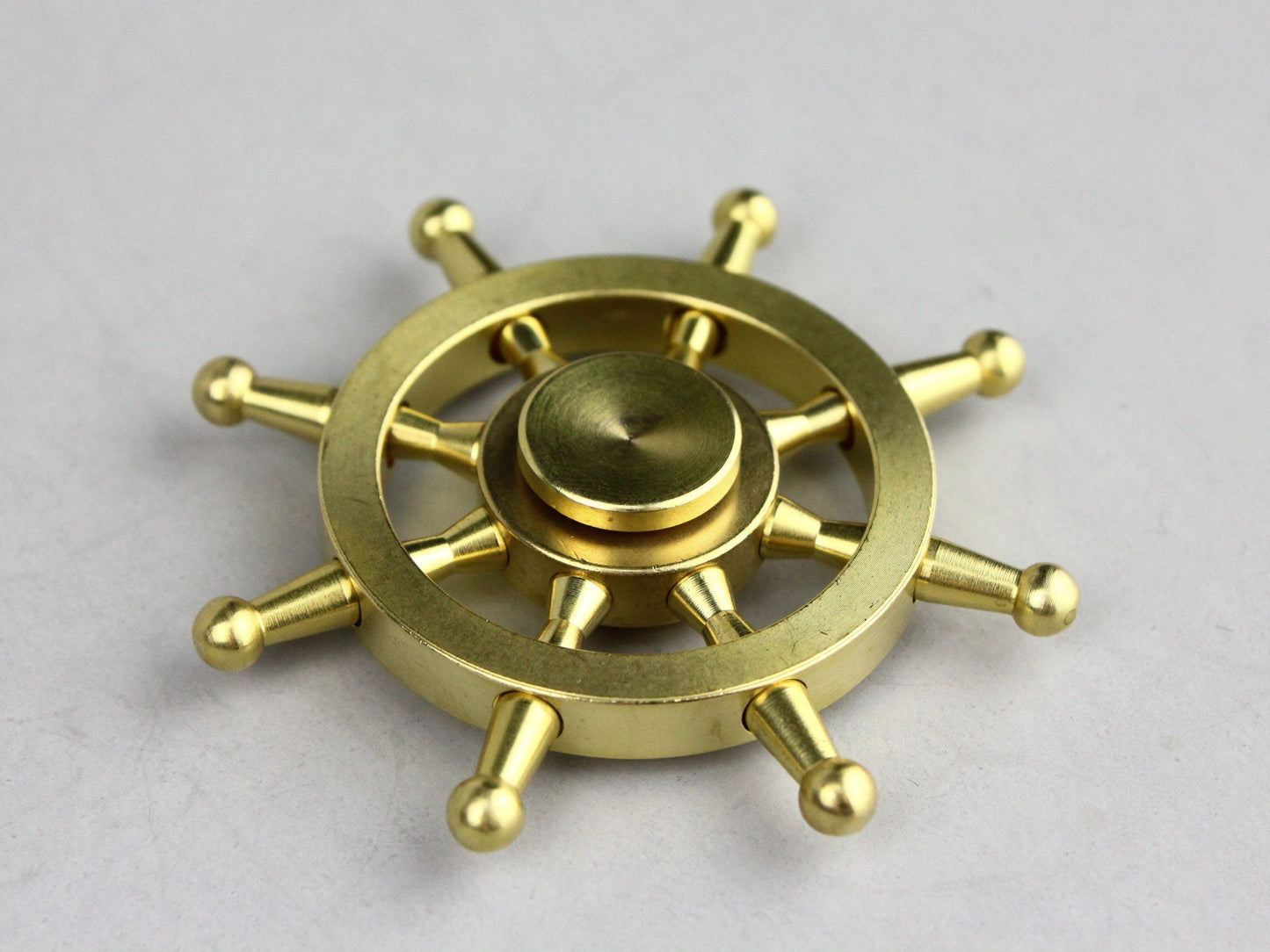 The Ships Helm, Brass fidget spinner - 6 removable weights, medium hand spinner