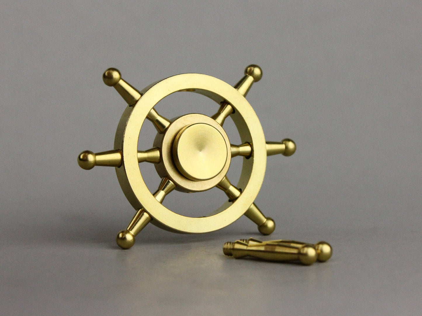 The Ships Helm, Brass fidget spinner - 6 removable weights, medium hand spinner