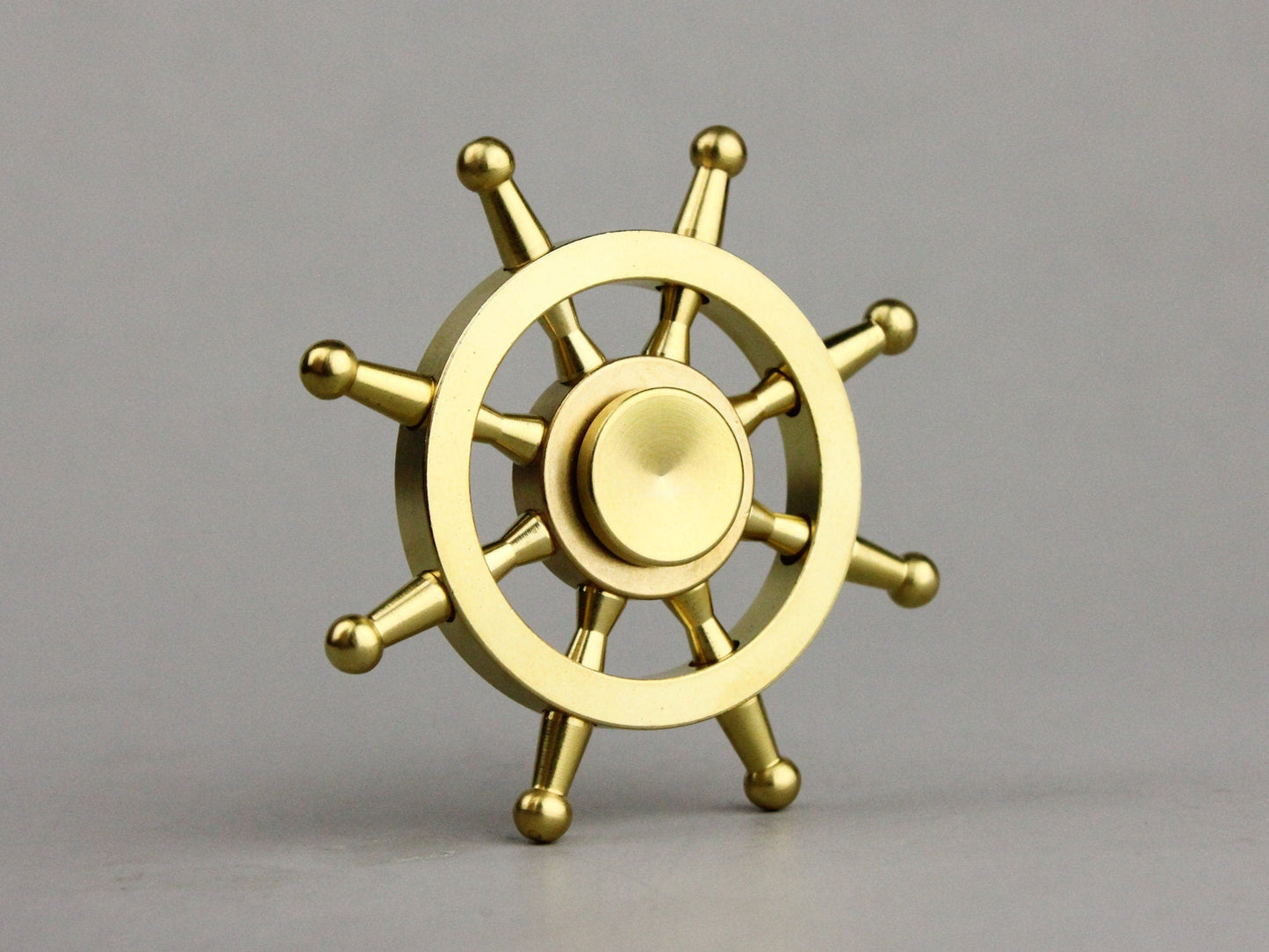 The Ships Helm, Brass fidget spinner - 6 removable weights, medium hand spinner