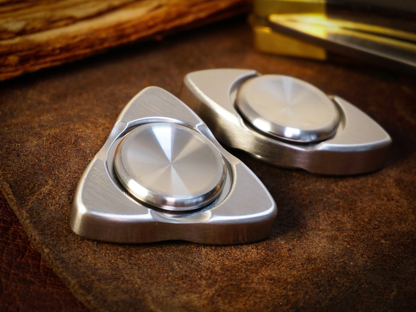 Tri Fox fidget spinner - triangle shape stainless steel silver black or blue hand spinner