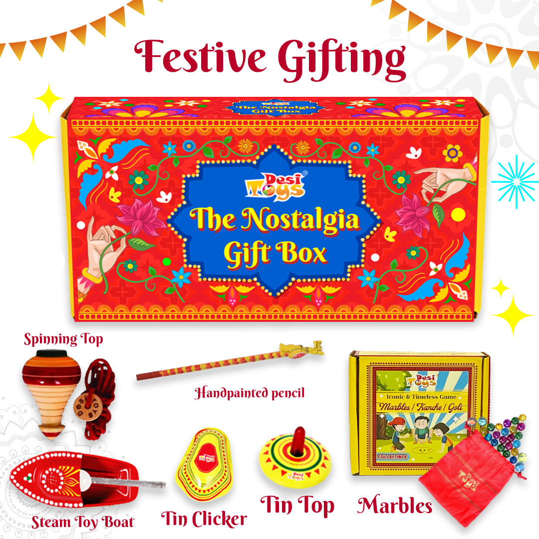 (Combo of 6) Nostalgia Toys Festival Gift Box | Wooden Tin | Collectible