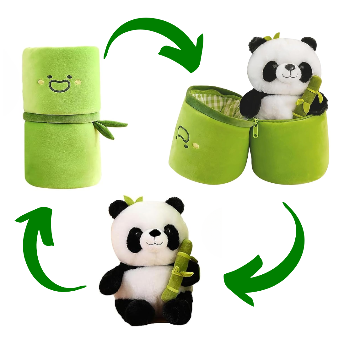 Cute Panda with Bamboo Plush Doll Soft Panda Stuffed Bear Plush Hugging Pillow for Kids Birthday