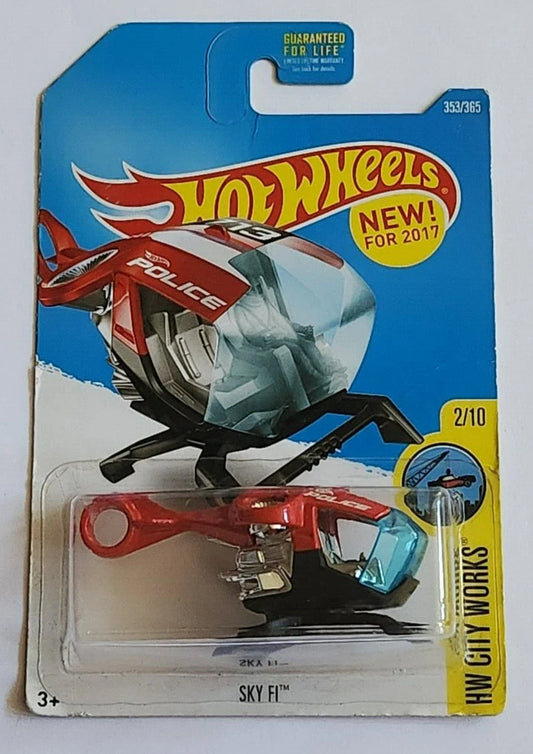2015 HOT WHEELS SKI FI POLICE CHOPPER CITY WORKS