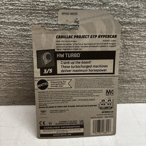 HOT WHEELS Cadillac Project Gtp Hypercar Black 123/250 Hw Turbo 3/5