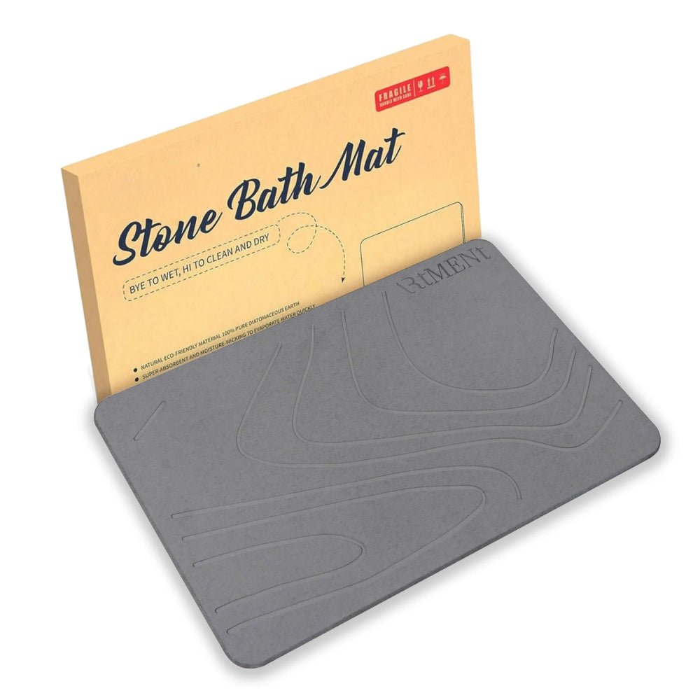 TerraDry Stone Bath Mat - Non-Slip Super Absorbent Diatomaceous Earth Stone Mat