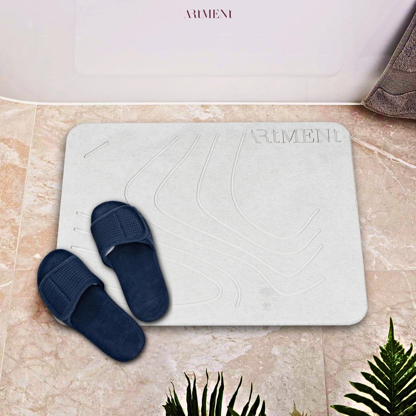TerraDry Stone Bath Mat - Non-Slip Super Absorbent Diatomaceous Earth Stone Mat