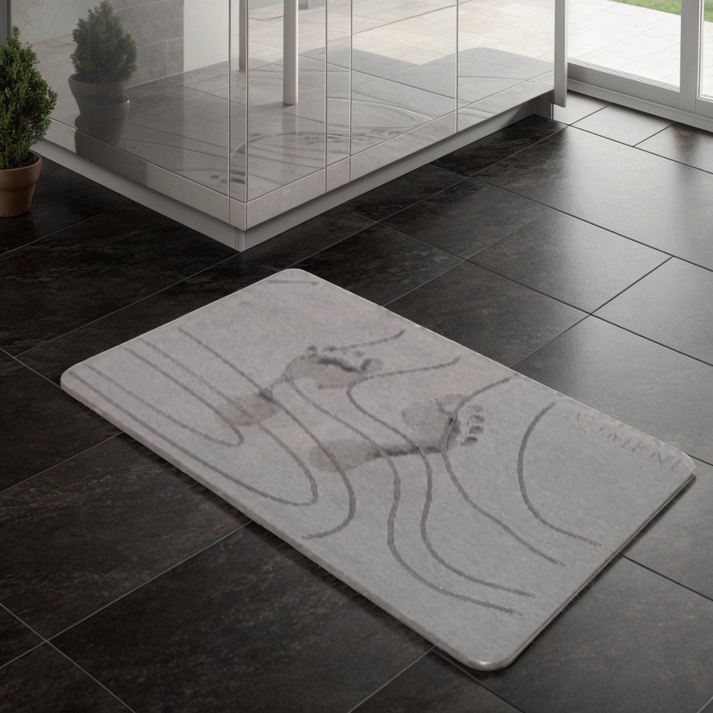TerraDry Stone Bath Mat - Non-Slip Super Absorbent Diatomaceous Earth Stone Mat